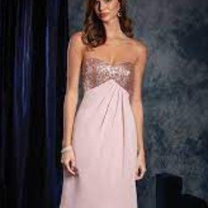 New Dusty Rose Gold Blush Sequin Dress, Aline Bridesmaid Formal Sparkle G&G